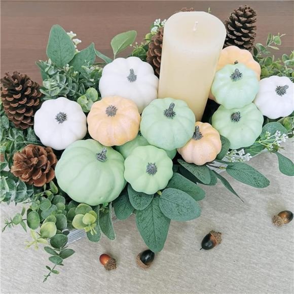 12Pcs Assorted Small Frosted Artificial Pumpkins Foam Pumpkins Rustic Harvest - Picture 4 of 7